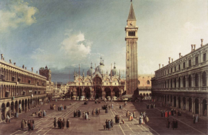 Saint Mark's square in 1730 depicted by Canaletto